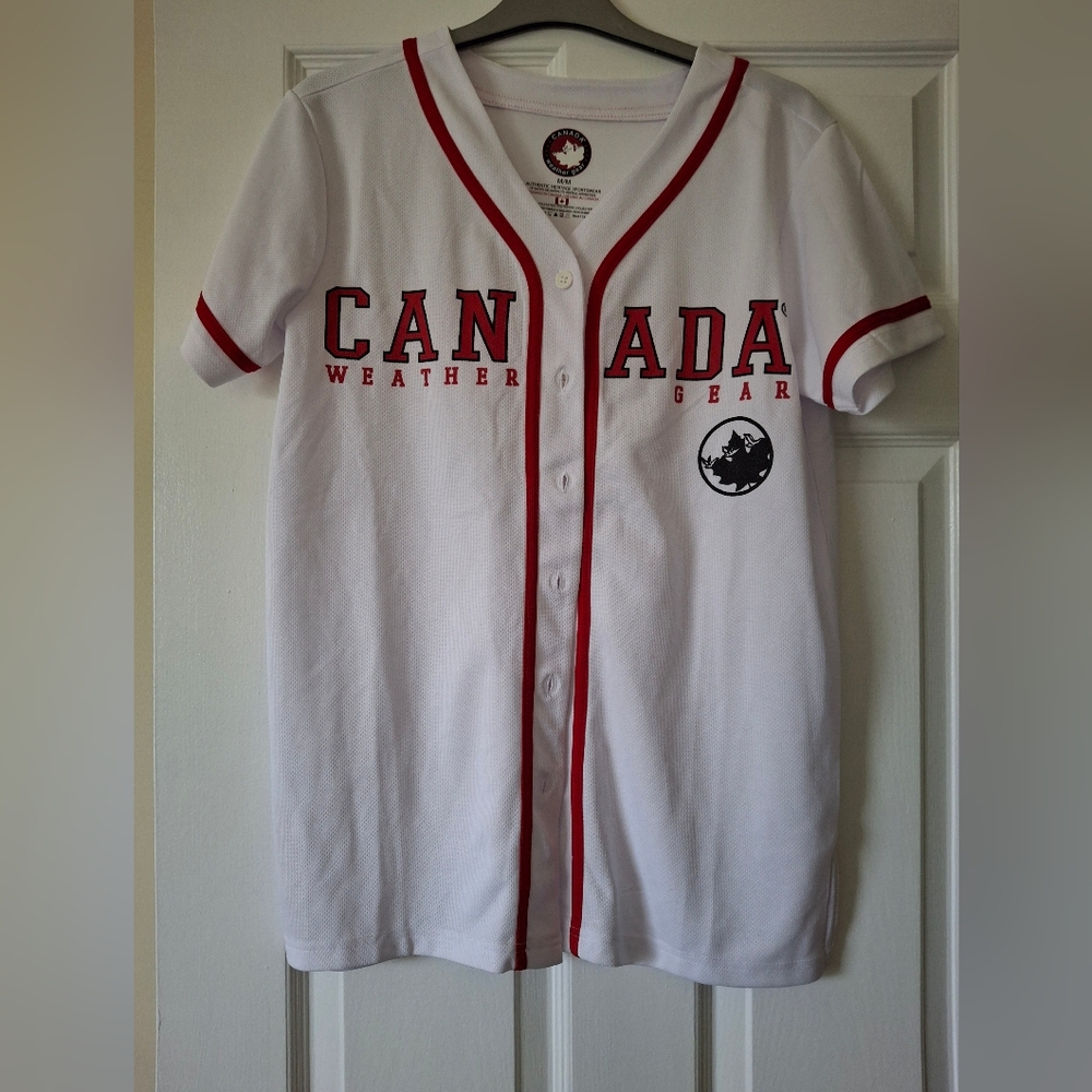 Men's White and Red Shirt